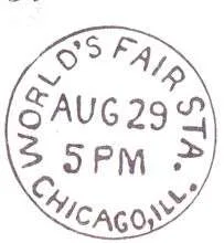 World's Fair Postmark 1893 Aug 29