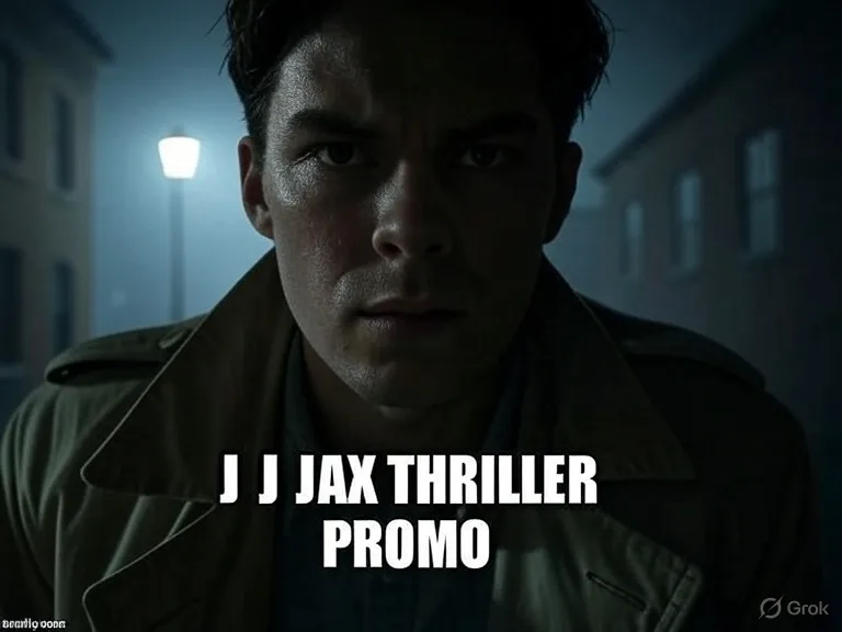 Promo banner for the JJ Jax Thriller Promo, with a dark and suspenseful theme.