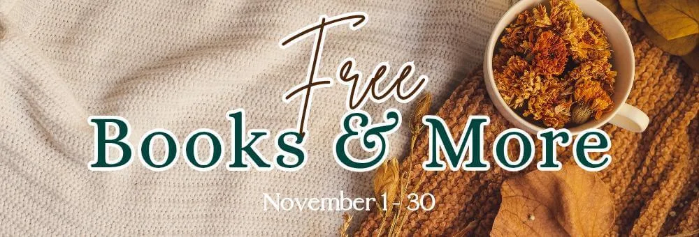 Banner for the 'Free Christian & Wholesome Books' giveaway for November. This free book promo features over 35 authors offering free, faith-friendly ebooks, samples, and extras.