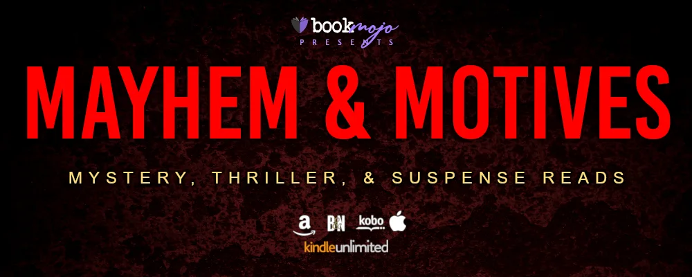 Promotional banner for the Mayhem & Motives mystery book sale, a featured deal on the November free book promo page.