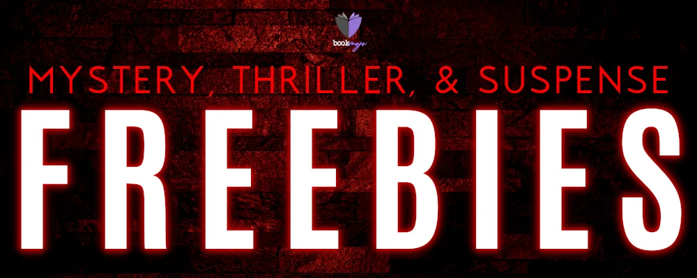 Red brick banner reading “Mystery, Thriller, & Suspense Freebies” for a July 2026 free book promo